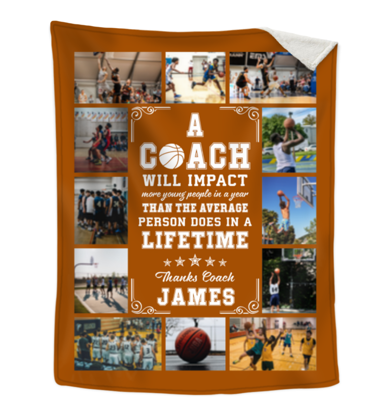 Personalized Photo Blanket for Basketball Coach, Gift Idea for Basketball Coaches, Basketball Coach Gift