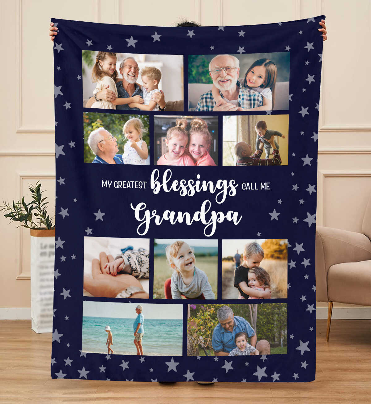 PaPa Geschenkdecke Von Den Enkeln | 127x152 Cm, Anti-Pilling-Flanell | Weich & Wärmend – Perfekt Für Geburtstag, Vatertag