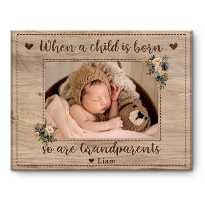 When A Child Is Born So Are Grandparents Canvas, New Grandparents Gift, Personalized Gift For New Grandparents