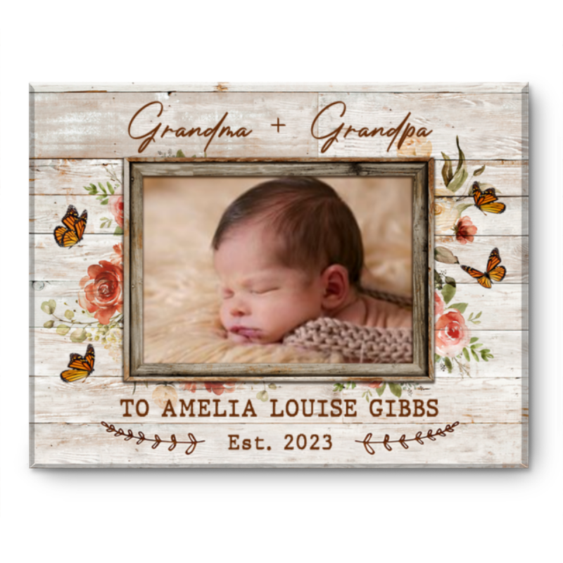 Personalized Gift For New Grandparents, Grandchildren Photo Canvas, Baby Announcement, Gift For Great Grandma Grandpa, Nanny Gift