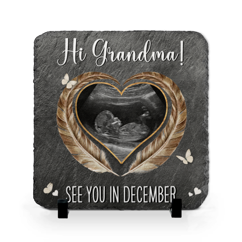 Pregnancy Announcement Photo Slate for Grandma, Personalized Ultrasound Gift for Grandparents, Custom Baby Reveal Keepsake