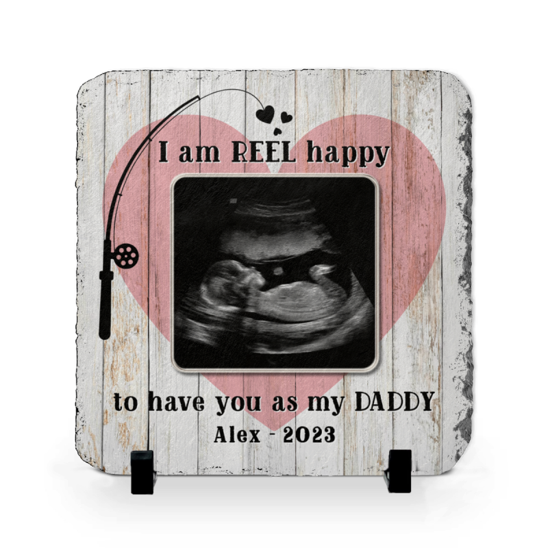 First Time Dad Pregnancy Announcement From Partner, I am Reel Happy Ultrasound Photo Slate
