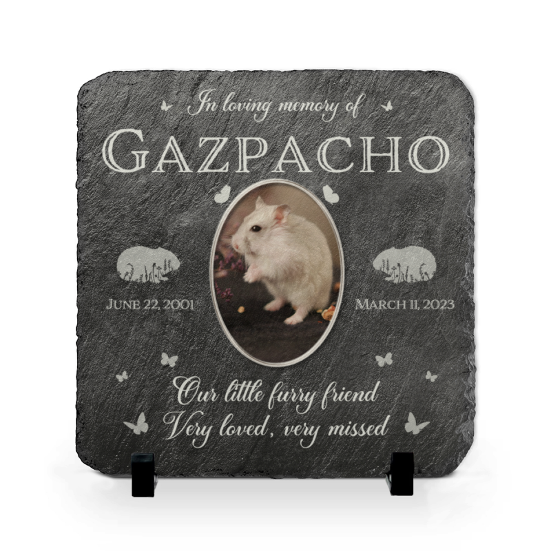 Hamster Memorial Gift, Personalized Pet Memorial Slate, Hamster Remembrance Plaque, Pet Photo Keepsake, Loss Of Hamster Gift