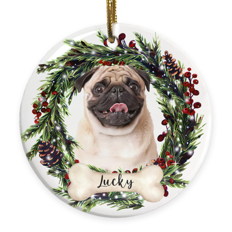 Personalized Pet Ornament, Custom Dog Christmas Ornament, Pet Memorial Ornament, Dog Christmas Photo Ornament, Pet Portrait Name Gift