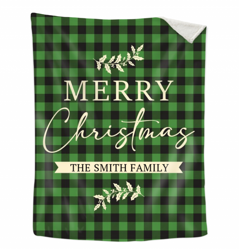 Personalized Christmas Blanket, Merry Christmas, Custom Family Blanket, Holiday Fleece Blanket, Holiday Décor, Plaid Blanket, Christmas Gift