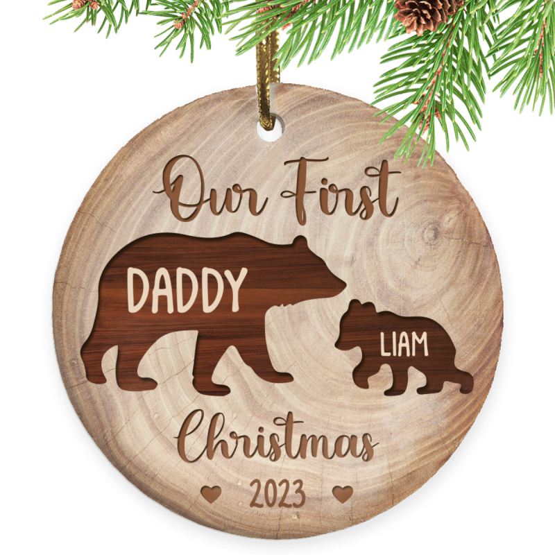 Personalized Daddy & Baby Bear Ornament, Our First Christmas Ornament, New Dad Gift, Baby's First Christmas Keepsake