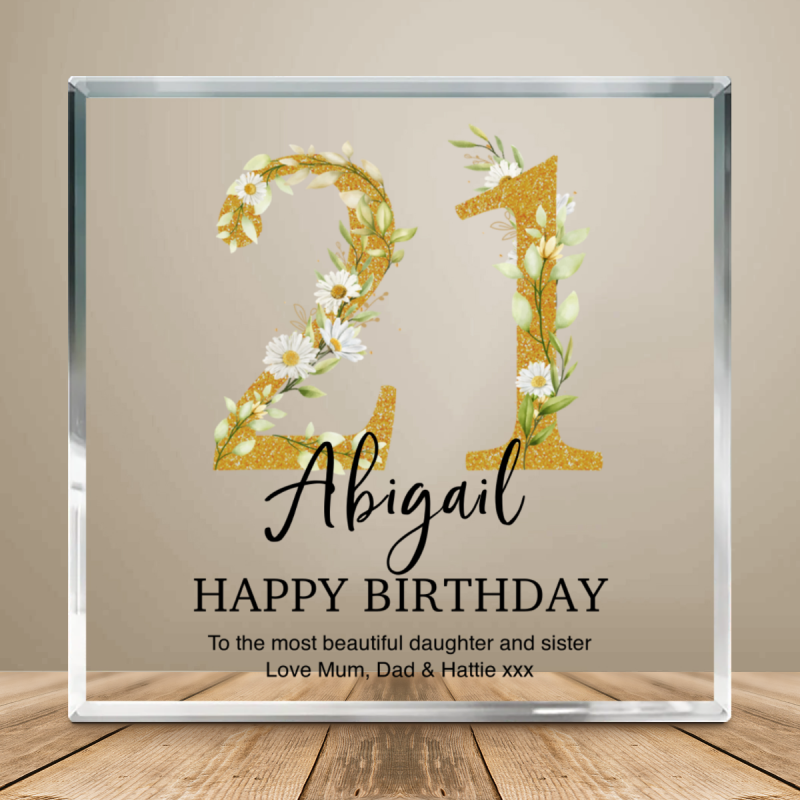 21st Birthday Gift For Her, Personalised Birthday Acrylic Plaque, Birthday Keepsake Gift, Sister Birthday Gift