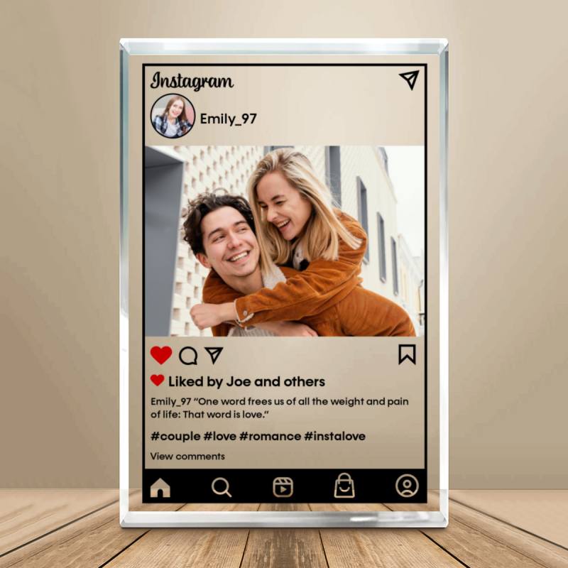 Couple Photo Acrylic Block | Personalized Instagram Theme Frame | Instagram Picture Custom Plaque