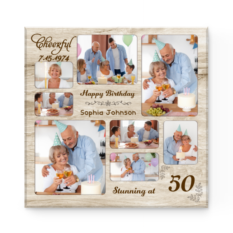 Personalized Birthday Photo Collage Square Canvas, Birthday Gifts, Birthday Canvas Wall Art, Sentimental Gifts For Birthday