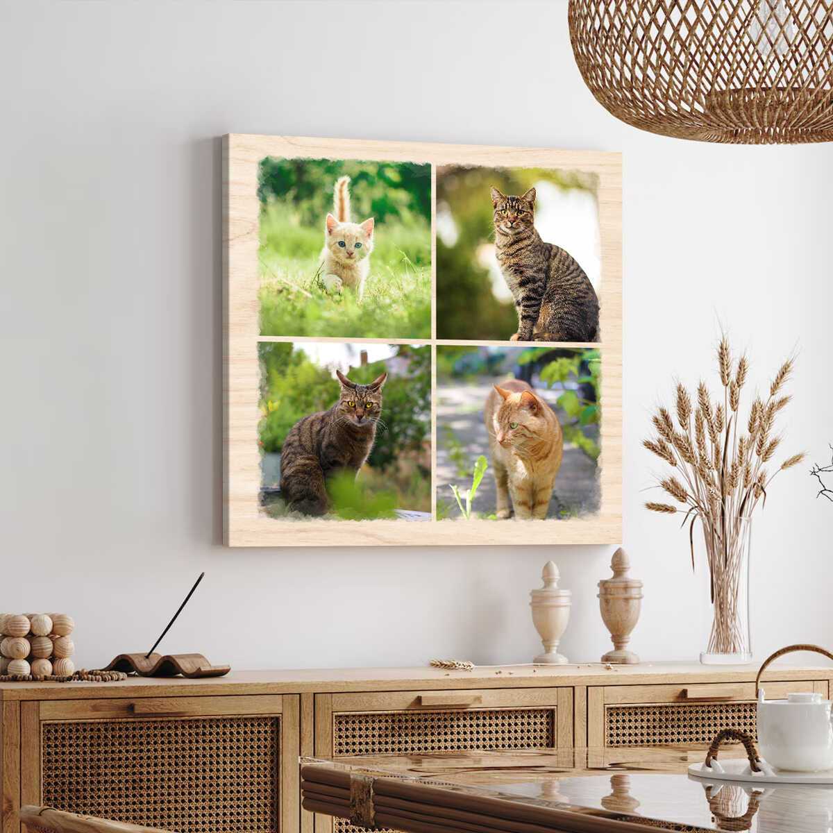 Tableau Personnalisé Sur Toile Avec 9 Photos En Collage Carré - Encadré - Neuf UK