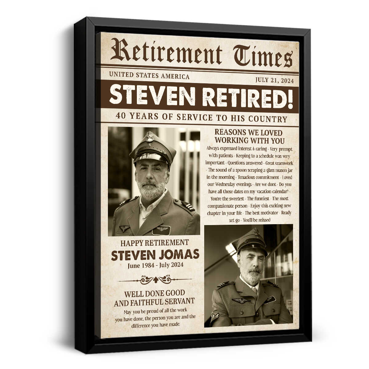 Retirement Newspaper Gifts 