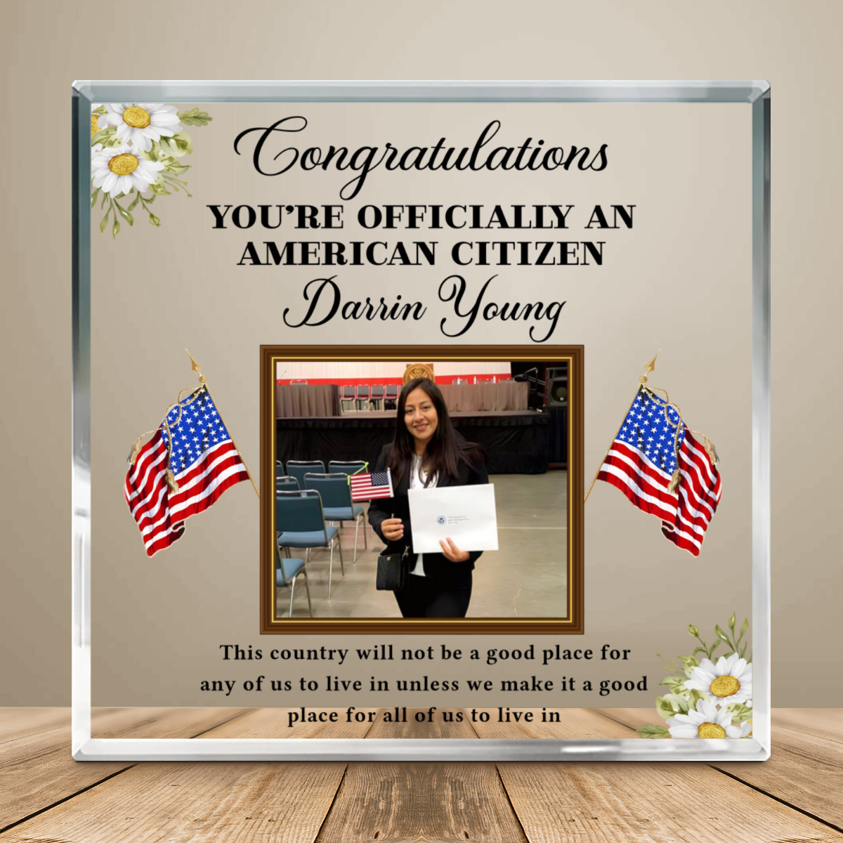 Personalized New Citizen Acrylic Plaque, Gift For New American Citizen, Congratulation For Being A New US Citizen, Gift For Immigrant Citizen Stunning Gift Store