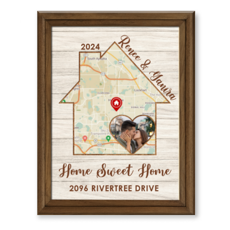 Personalized Housewarming Gifts For Couples, Custom Map & Photo, Housewarming Gift, New Home Gifts