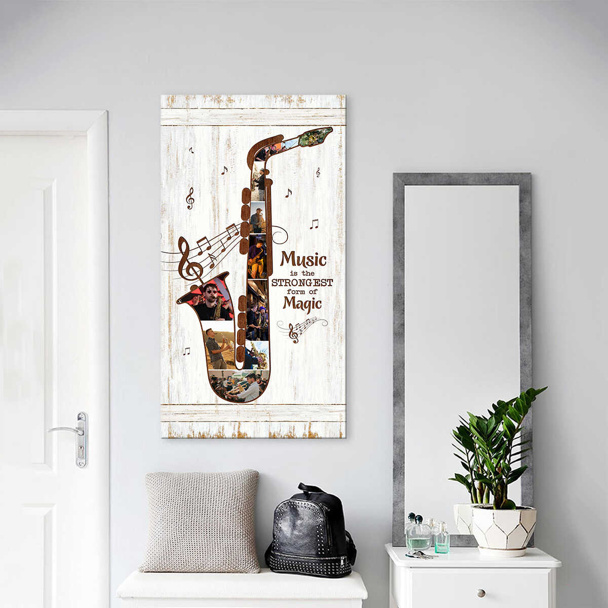Personalized Saxophone Photo Collage Canvas, Saxophonist Birthday