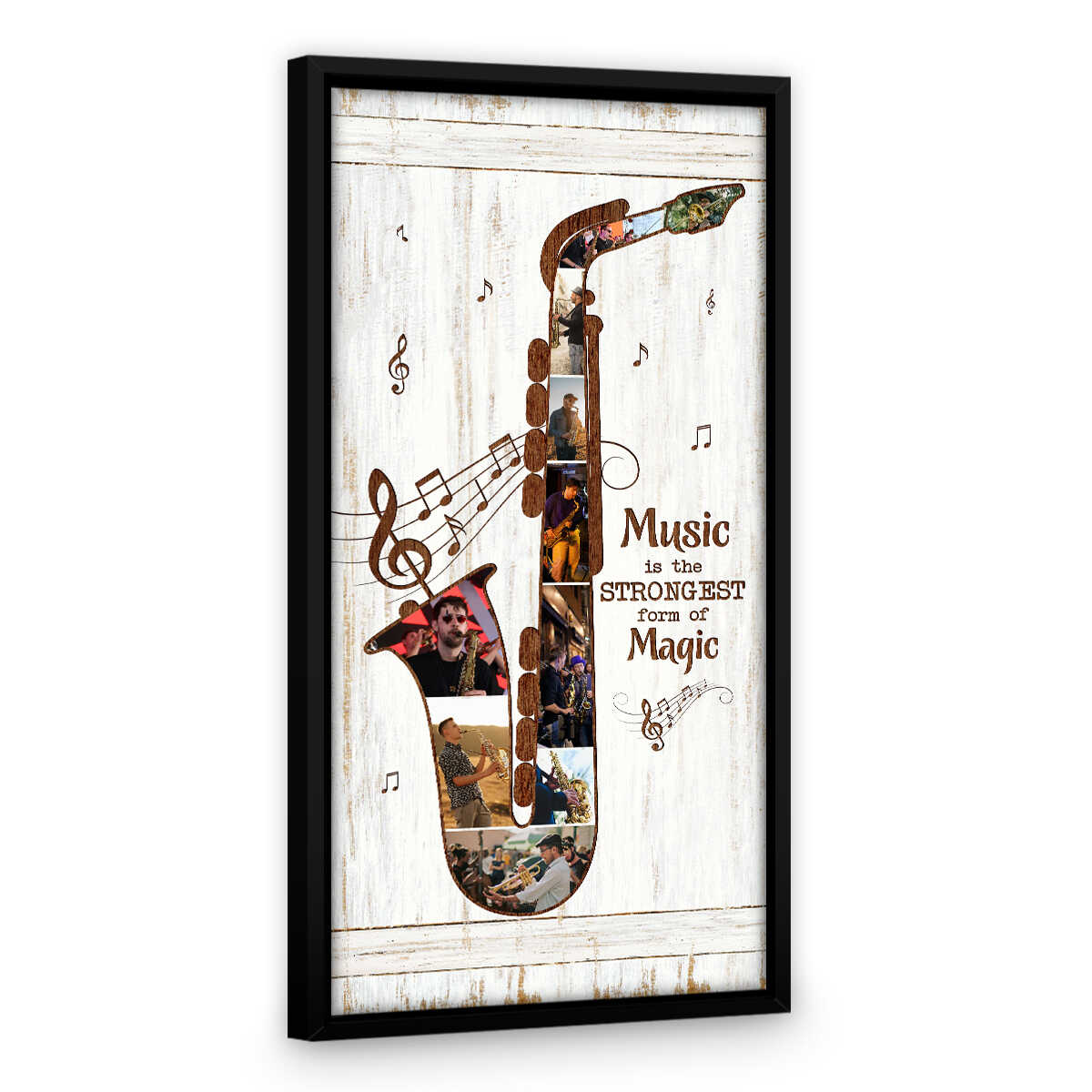 Personalized Saxophone Photo Collage Canvas, Saxophonist Birthday