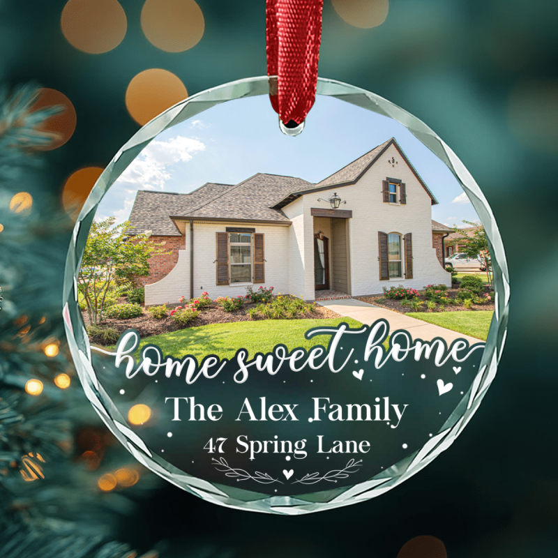 Home Sweet Home Glass Ornament, Housewarming Ornament, New Home Christmas Ornament, Christmas Tree Decor, Holiday Gift, Family Gift