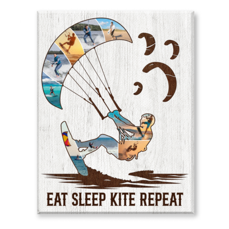 Personalized Kitesurfing Photo Collage Canvas, Kiteboarding Collage, Sports Photo Collage, Gift for Kitesurfers