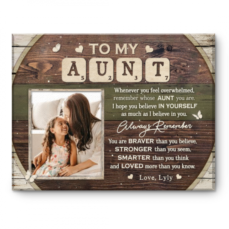Sentimental Gift For Aunt, To My Aunt Canvas, Gift for Aunt from Niece, Mother’s Day Gift for Aunt