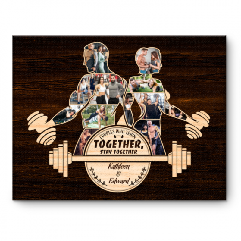 Personalized Gym Couple Gift, Custom Couple Photo Collage, Couple Gym Together, Valentines Gift, Couple Gift