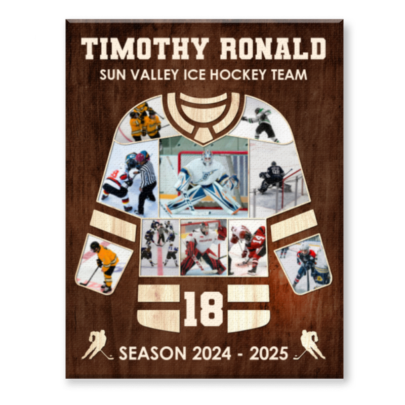 Personalized Hockey Jersey Canvas, Custom Hockey Jersey Photo Collage, Hockey Player Gift, Hockey Gift, Coach Gift