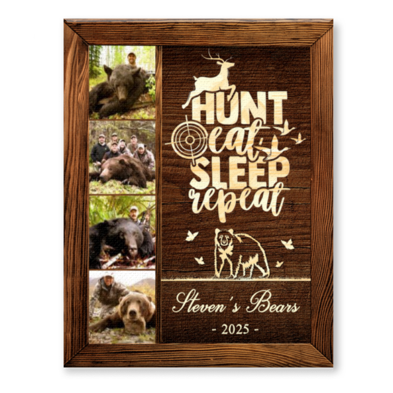 Personalized Bear Hunting Photo Collage Canvas, Gift for Hunting Bear, Hunting Friend Gifts, Gift For Hunting Lovers, Gift for Him, Gifts for Hunters