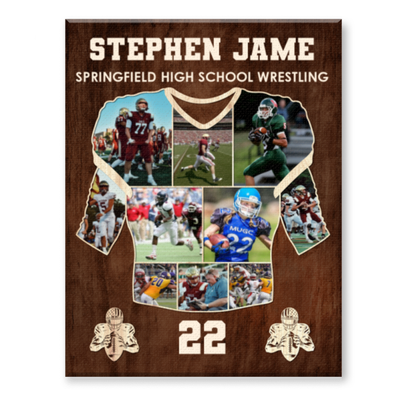 Personalized American Football Jersey Canvas, Custom American Football Jersey Photo Collage, American Football Player Gift, American Football Gift, Coach Gift