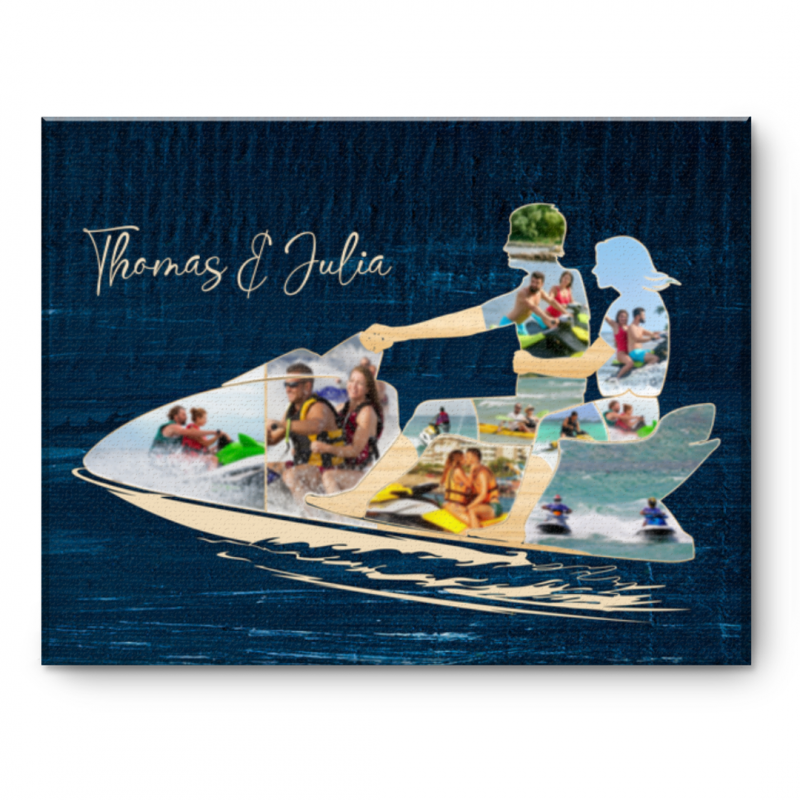 Personalized Jet Ski Couple Canvas, Couple on Jet Ski Canvas Print, Water Sports Gifts, Jet Ski Photo Collage Canvas