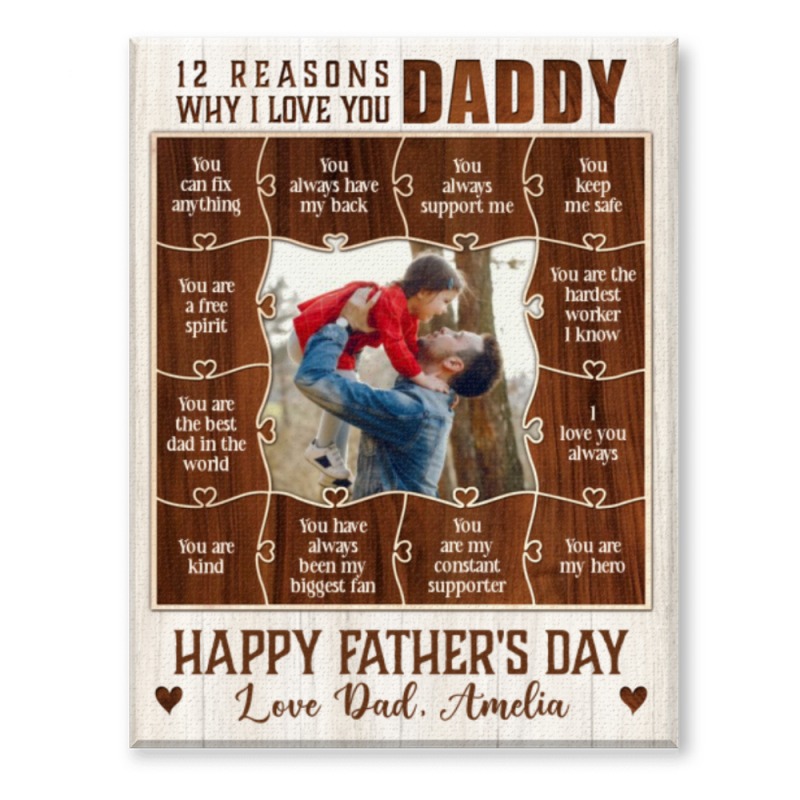 12 Reasons Why I love You Daddy Canvas, Custom Love Reasons For Dad, Custom Love Reasons, Birthday Gifts For Father, Father’s Day Gift