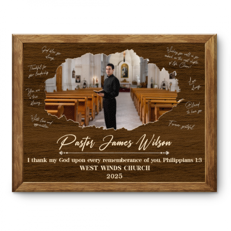 Pastor Thank You Gifts, Pastor Appreciation Gift with Your Church Photo, Priest Leaving Gift, Worship Minister Retirement Art, Ministry Gift from Church Custom