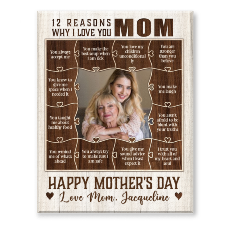 12 Reasons Why I love You Mom Canvas, Custom Love Reasons For Mother, Custom Love Reasons, Birthday Gifts For Mother, Mother's Day Gift