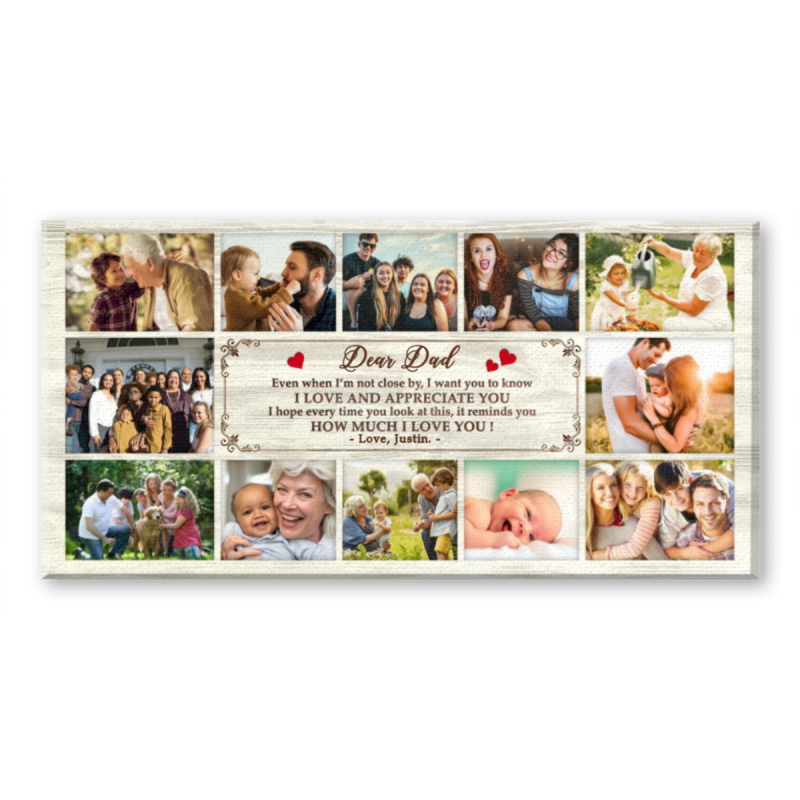 Custom Dad Photo Collage Canvas, Father's Day Gifts, Custom Name Canvas For Dad, Gift for Dad, Dad Birthday Gift