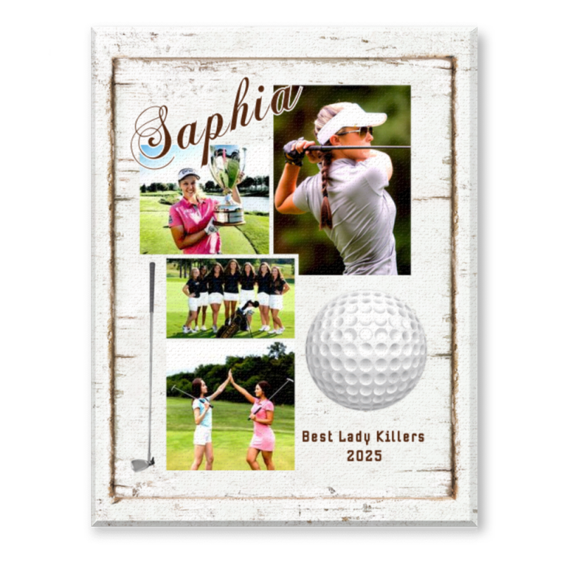 Personalized Golf Photo Collage Canvas Wall Art, Golf Gift, Gift For Golf Player, Gifts For Golf Lovers