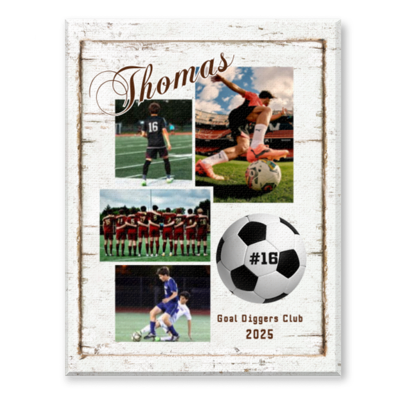 Personalized Soccer Photo Canvas Wall Art, Custom Soccer Gift, Gift For Soccer Player, Gifts For Soccer Team