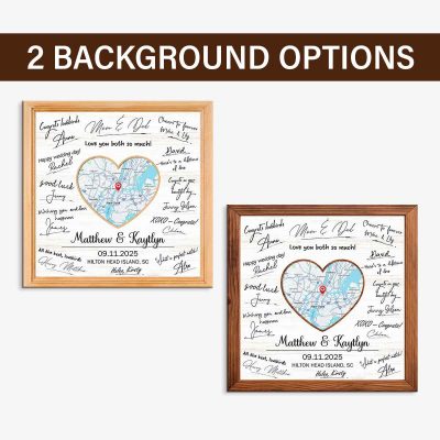 Wedding Guestbook Gift for Couple, Personalized Map Heart Art, Anniversary Gift Bridal Shower Gift, Custom Map Art Wedding Sign Signatures Canvas