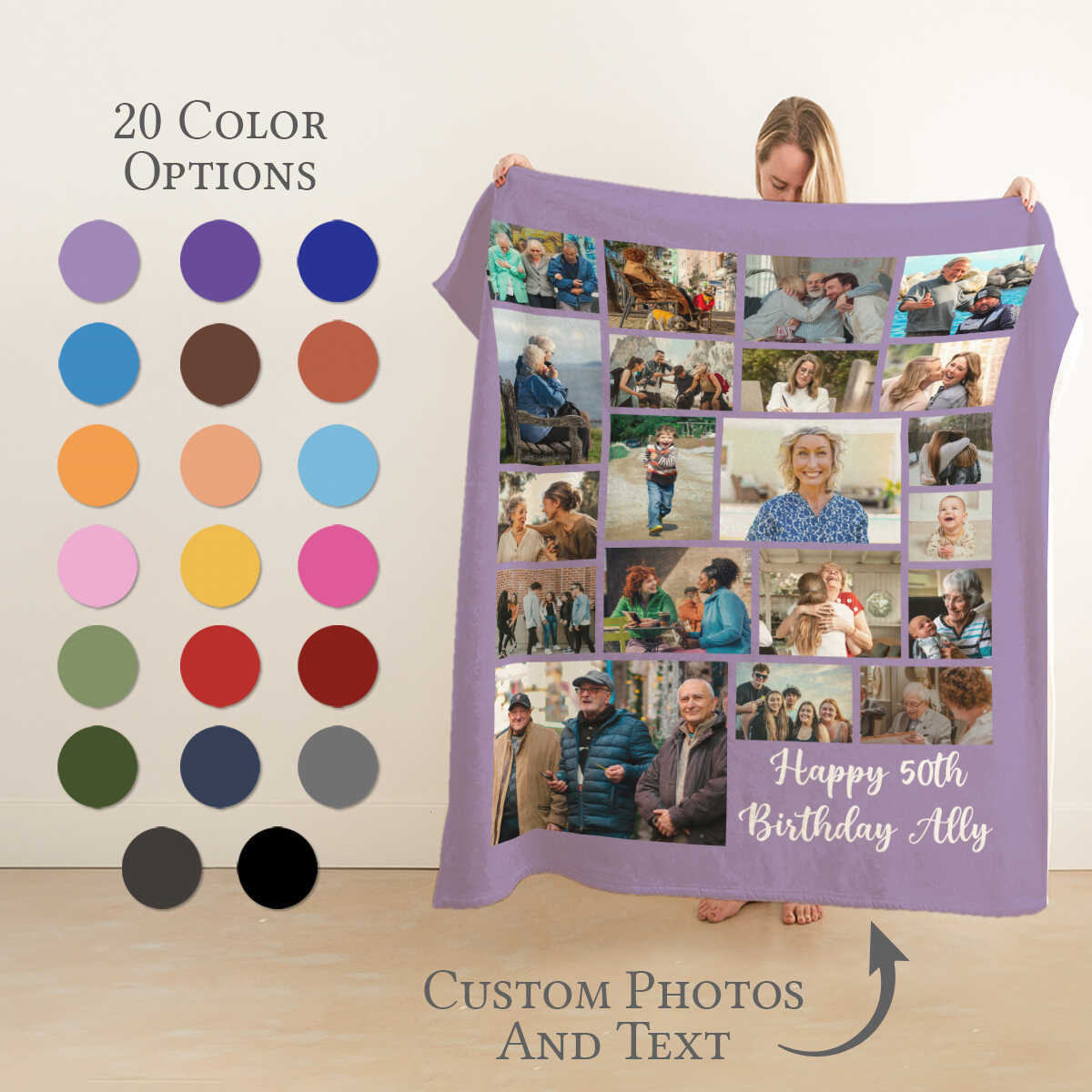 Personalized Photo Blanket Collage, Picture Blanket With Text, Birthday Wedding Anniversary Custom Gift, In Loving Memory, Christmas Gift