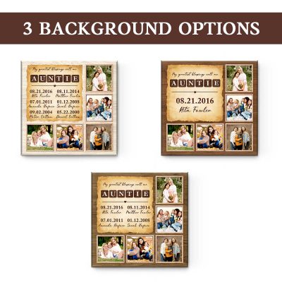 Customized Aunt Gift Idea, Personalized Aunt Photo Collage Canvas, Aunt and Nephew Gift, Personalized Auntie Gifts with Kids' Names