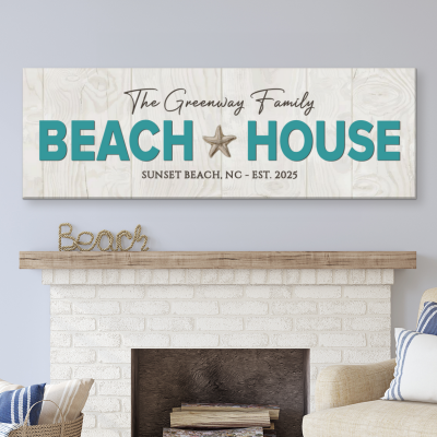 Personalized Beach House Sign | Beach House Decor | Beach House Gift | Beach House Canvas Wall Art | Custom Beach House Sign