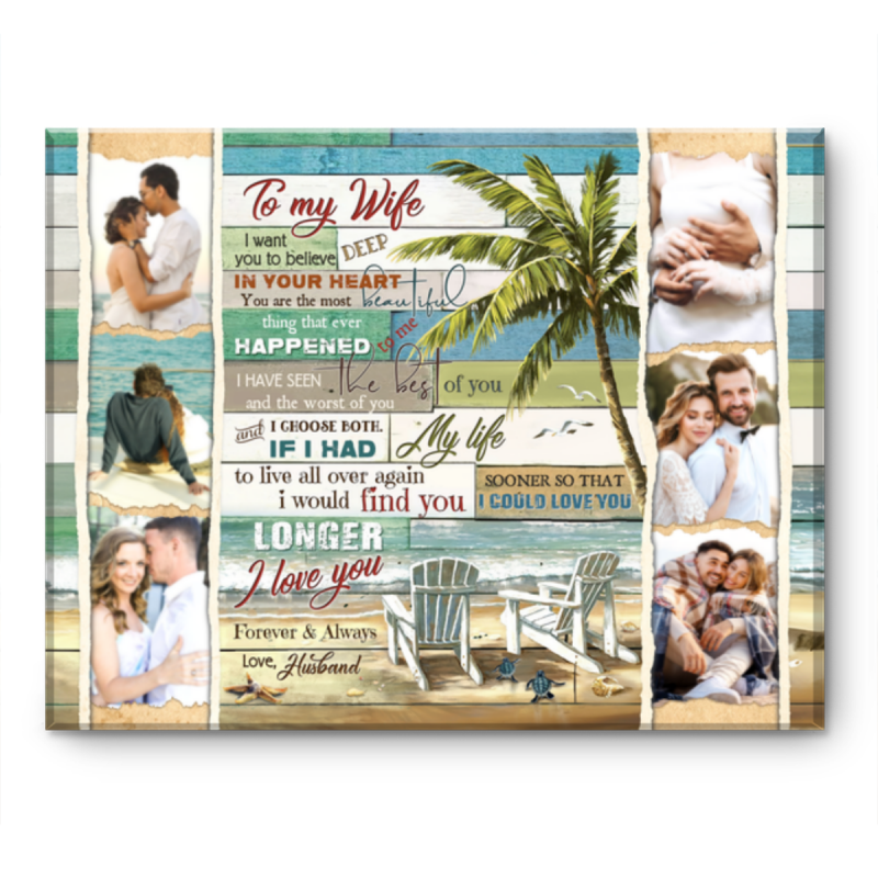 Customizable Gift for Wife, To My Wife Photos Canvas Print, Personalized Anniversary Picture Wall Art, Unique Present for Wife