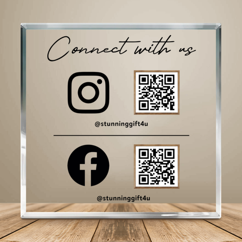 Multi QR Code Acrylic Plaque | Instagram Facebook Business Social Media Sign | Scan to Pay Salon Sign | Luxury Sign