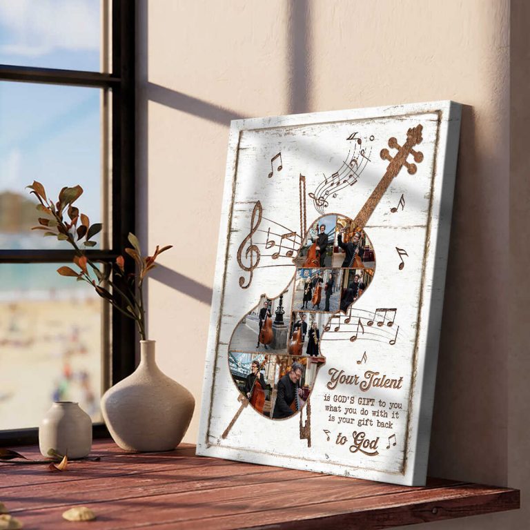 Custom Cello Photo Collage Canvas, Cellist Birthday Presents, Unique ...