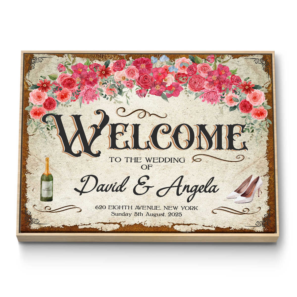 Floral Wedding Welcome Sign – Personalized Wedding Welcome Sign