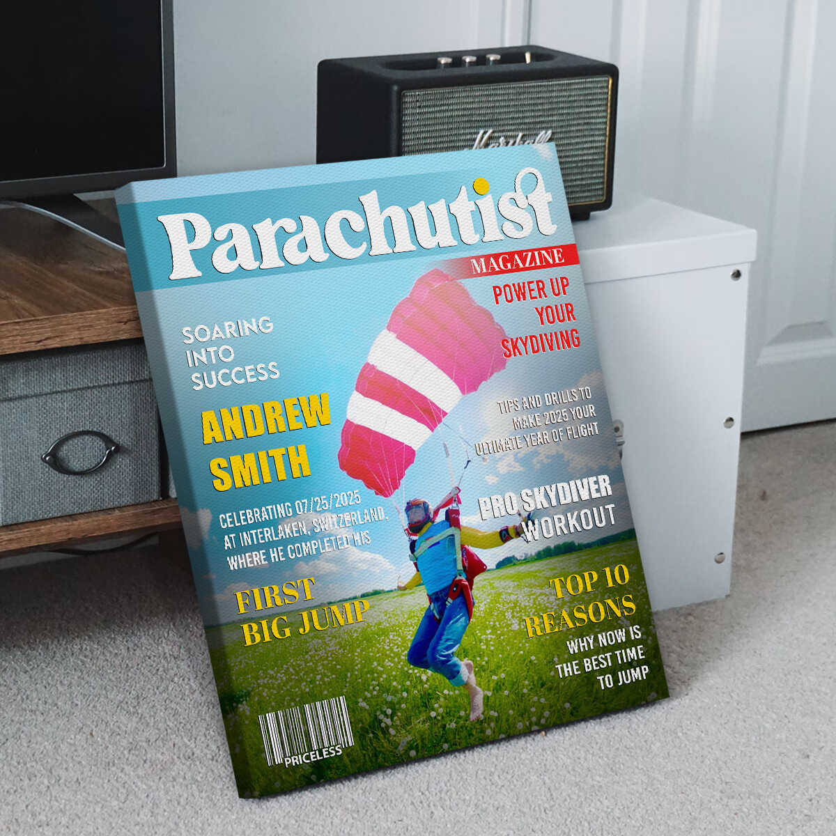 Personalized Parachutist Magazine Cover, Custom Parachutist Photo 