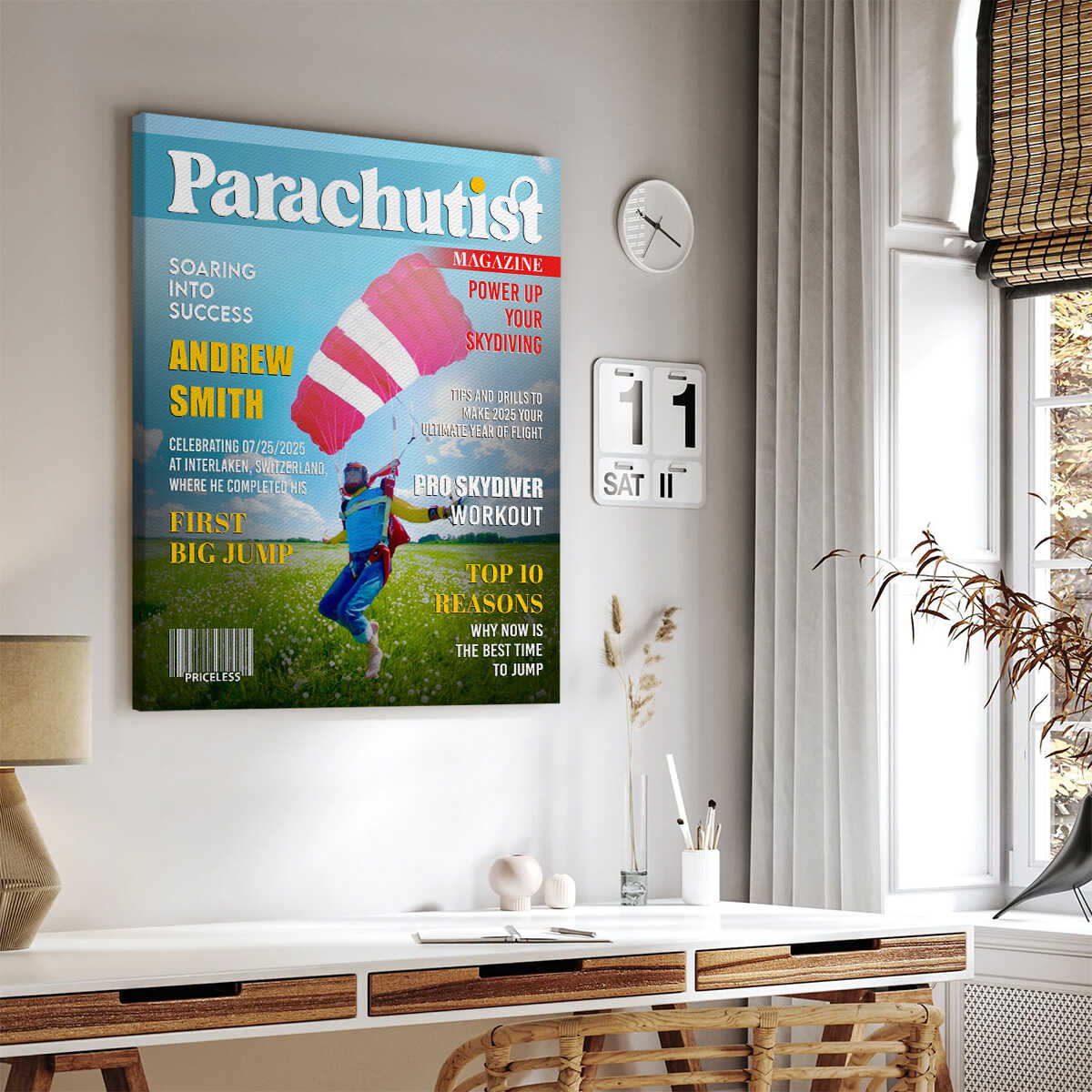 Personalized Parachutist Magazine Cover, Custom Parachutist Photo 