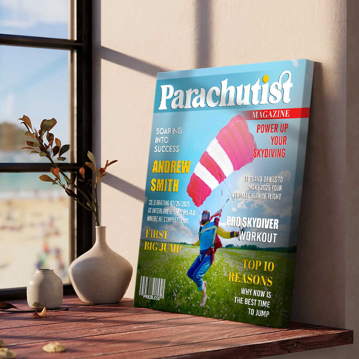 Personalized Parachutist Magazine Cover, Custom Parachutist Photo 