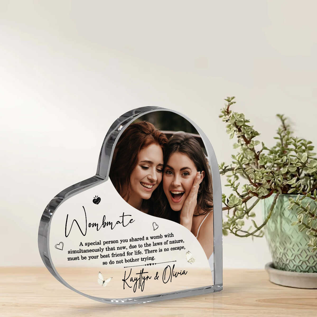 Gift For Twin Sisters, Personalized Acrylic Plaque Gift For Twin Brothers, Birthday Gift For Twins, Wombmate Gifts