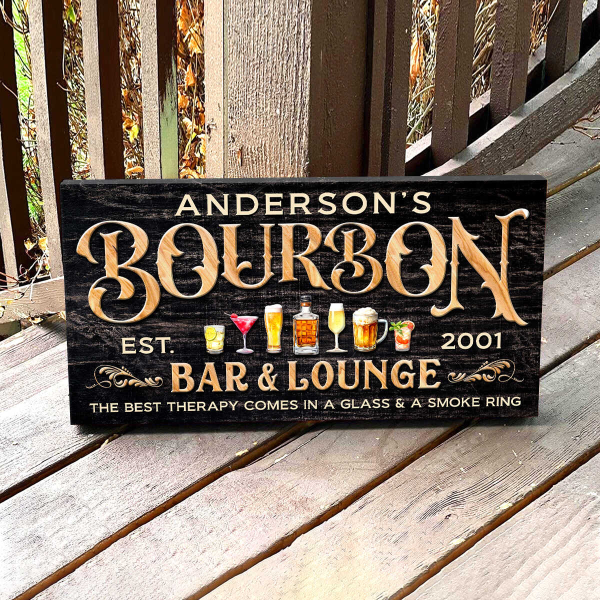 Personalized Bourbon Bar Sign, Home Bar Sign Decor, Family Name Sign, Whiskey Bar Sign, Bourbon Gift, Bar and Lounge Gift