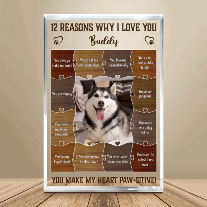 12 Reasons I Love My Pet Acrylic Plaque, Personalized Pet Lover Gift, Custom Keepsake For Dog or Cat Owners, Gift For Pet Lovers