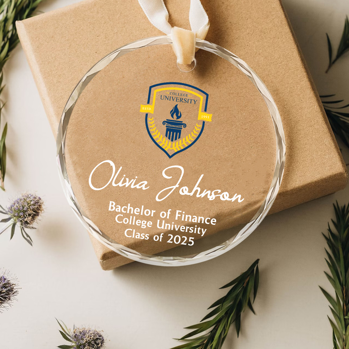 Personalized Logo Graduation Ornament, Custom Logo School Photo, Graduate Glass Ornament, College Graduation Ornament, Graduation Gift 1 Personalized Logo Graduation Ornament, Custom Logo School Photo, Graduate Glass Ornament, College Graduation Ornament, Graduation Gift Stunning Gift Store