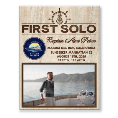 First Solo Voyage Gift, Personalized Sailor Photo Canvas, Custom Nautical Wall Art, Boat Captain Achievement Gift, Boater Gift