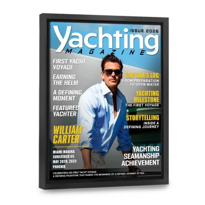 Personalized Yachting Journal Magazine Cover, Custom Sailor Magazine Canvas, Gift for Yacht Lovers, Nautical Gift
